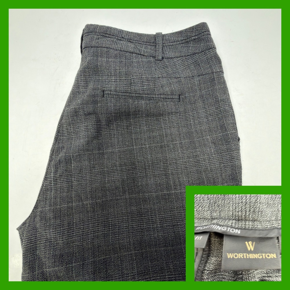Worthington Modern Fit Dress Pants Women's Gray Glen Plaid Career Slacks